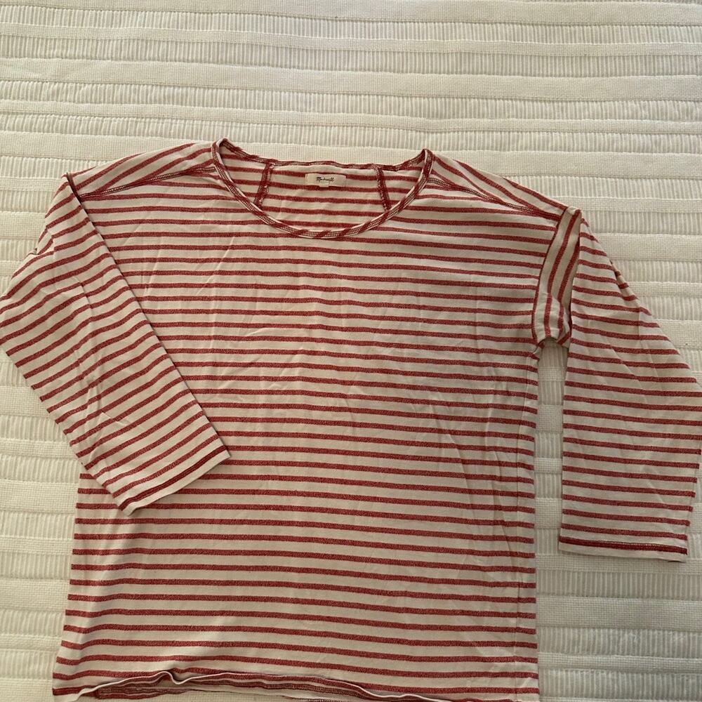 Madewell S Striped Midweight Three Quarter Sleeve Tee